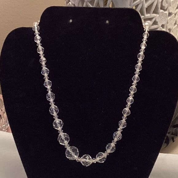 Clear Crystals Necklace 16” with Graduated Size Beads - Picture 5 of 5